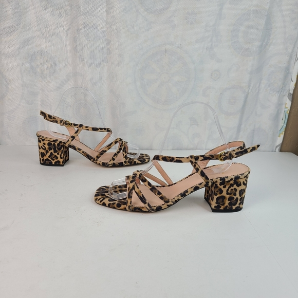 J. Crew Odette suede leather leopard print strappy block heeled sandals 8.5 - Picture 2 of 12